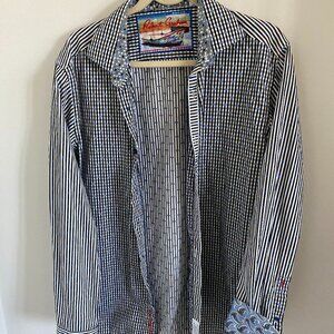 Robert Graham Long Sleeve Classic Fit Men's Button Down Shirt Size L